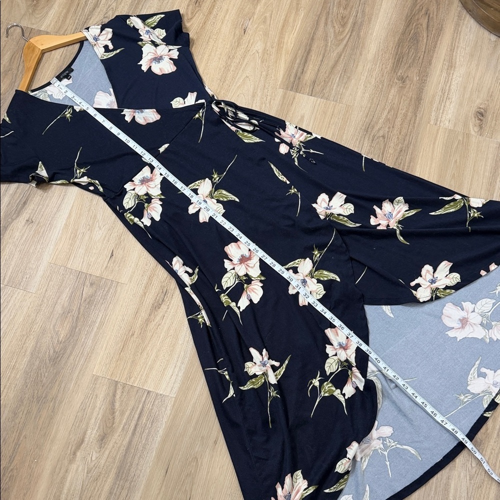 Eclipse Women’s Navy Floral High-Low Wrap Dress – Size Medium - Picture 7 of 8